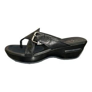 Cole Haan “Air Darby" Thong Black Wedge Black Leather Women's Sz 8 Nike Air Sole